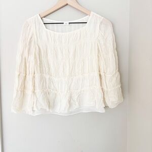 CLUB MONACO cream gauze blouse sz S